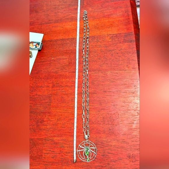 Handcrafted Peridot Spider Web Long Necklace - Picture 12 of 14